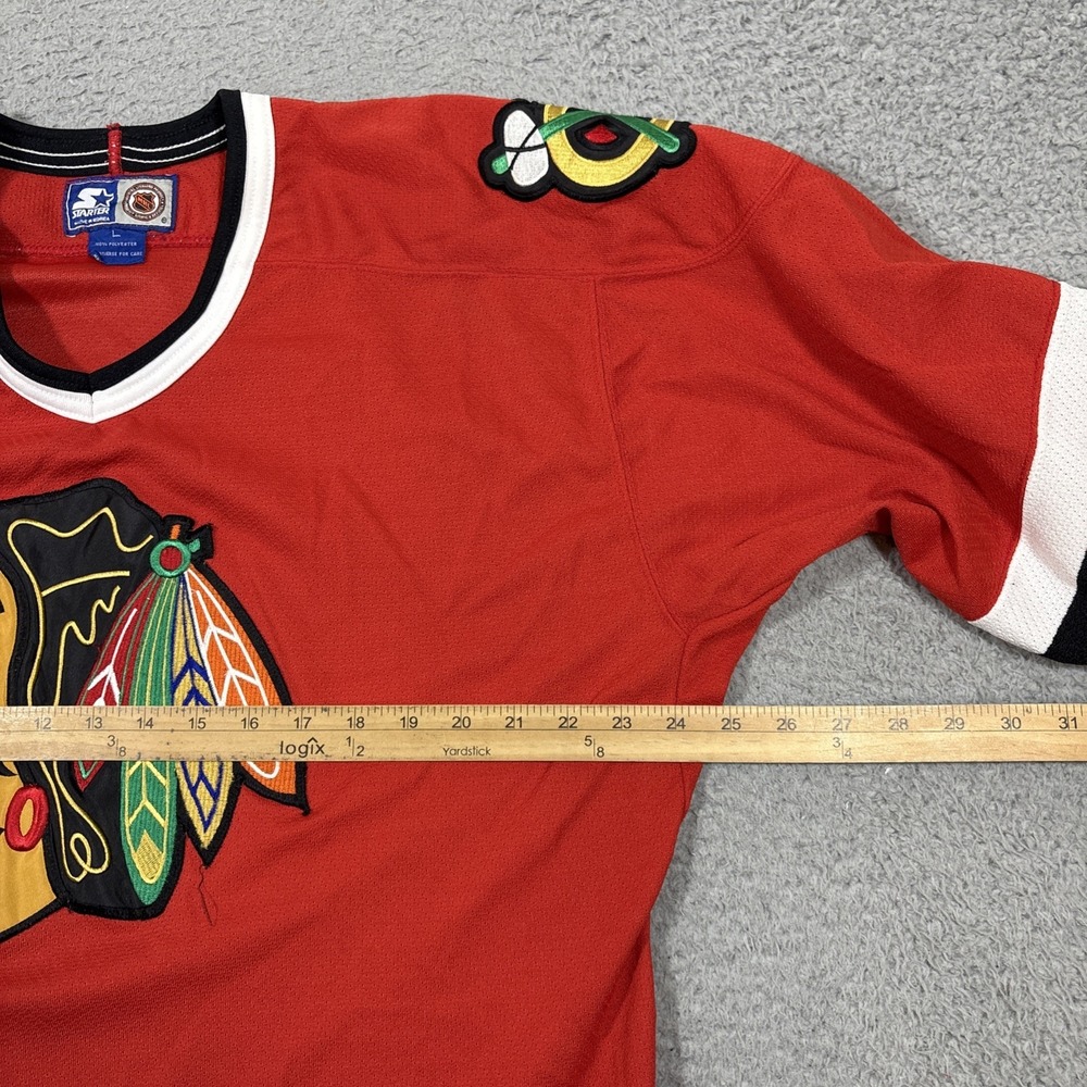 Vintage Chicago Blackhawks Hockey Jersey Mens Sz L Red NHL Western Starter 90s - Picture 6 of 10